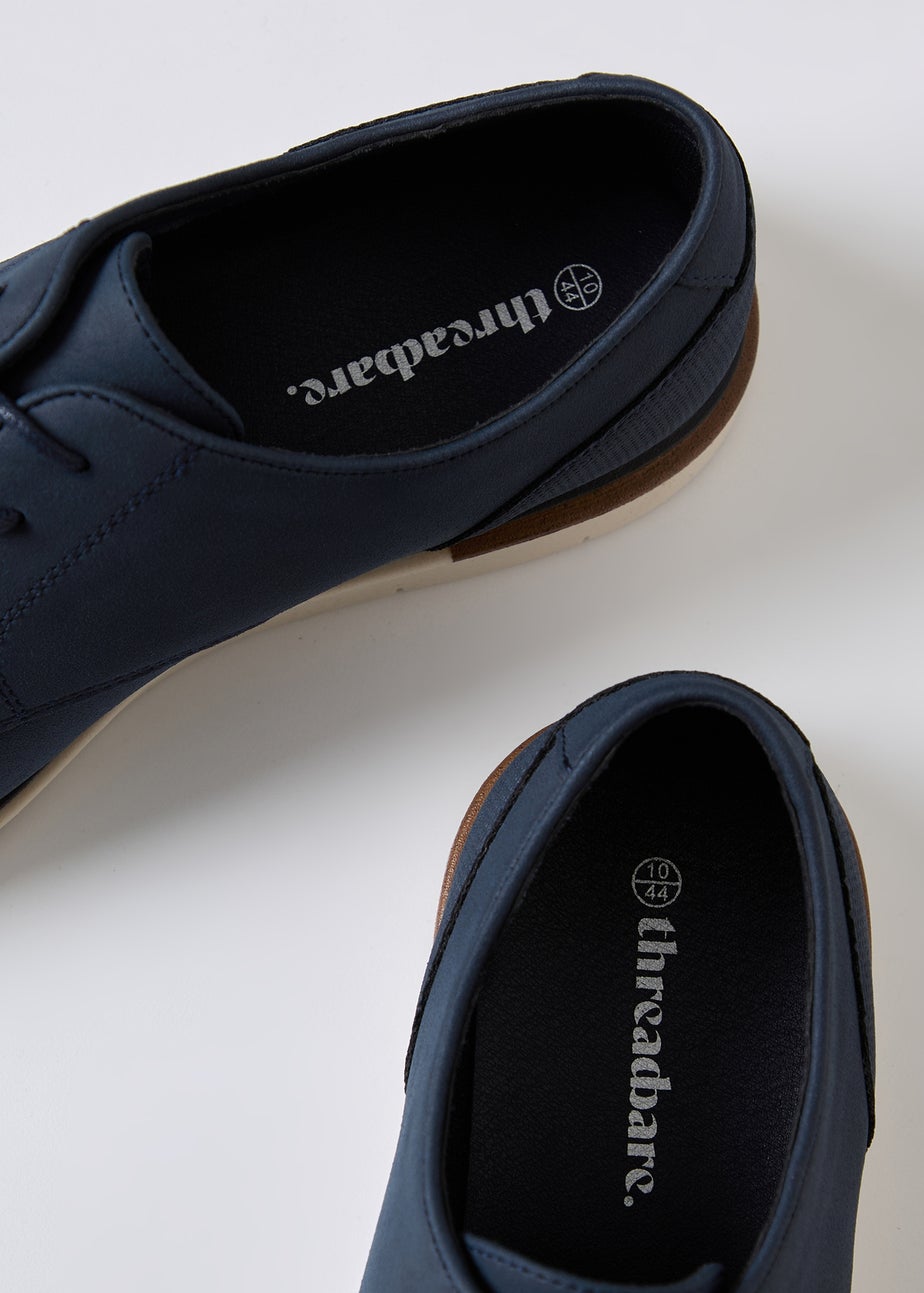 Threadbare Navy Faux Suede Derby Shoes