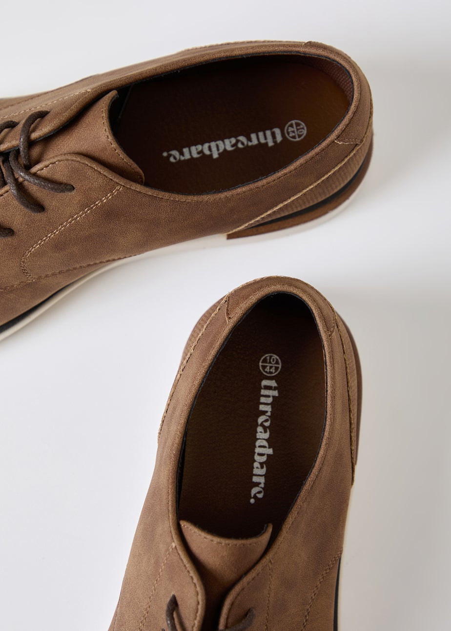 Threadbare Tan Faux Suede Derby Shoes