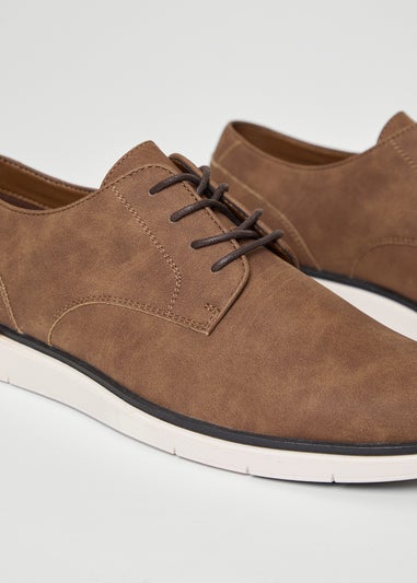 Threadbare Tan Faux Suede Derby Shoes
