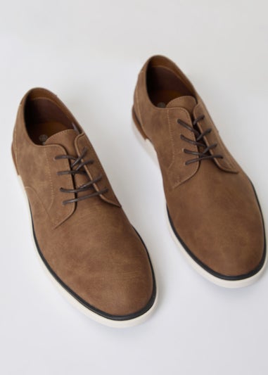 Threadbare Tan Faux Suede Derby Shoes