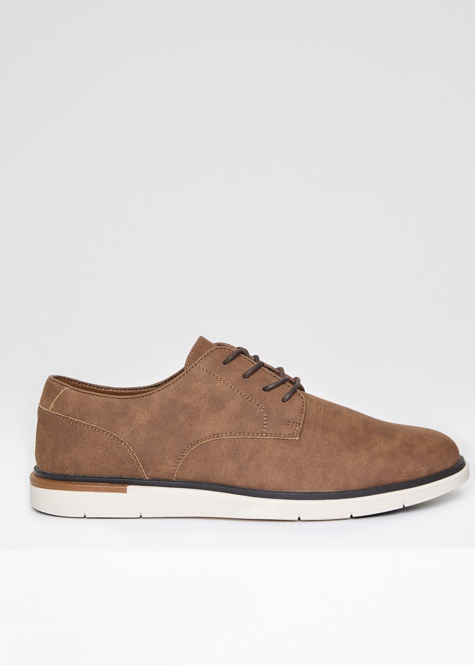 Threadbare Tan Faux Suede Derby Shoes