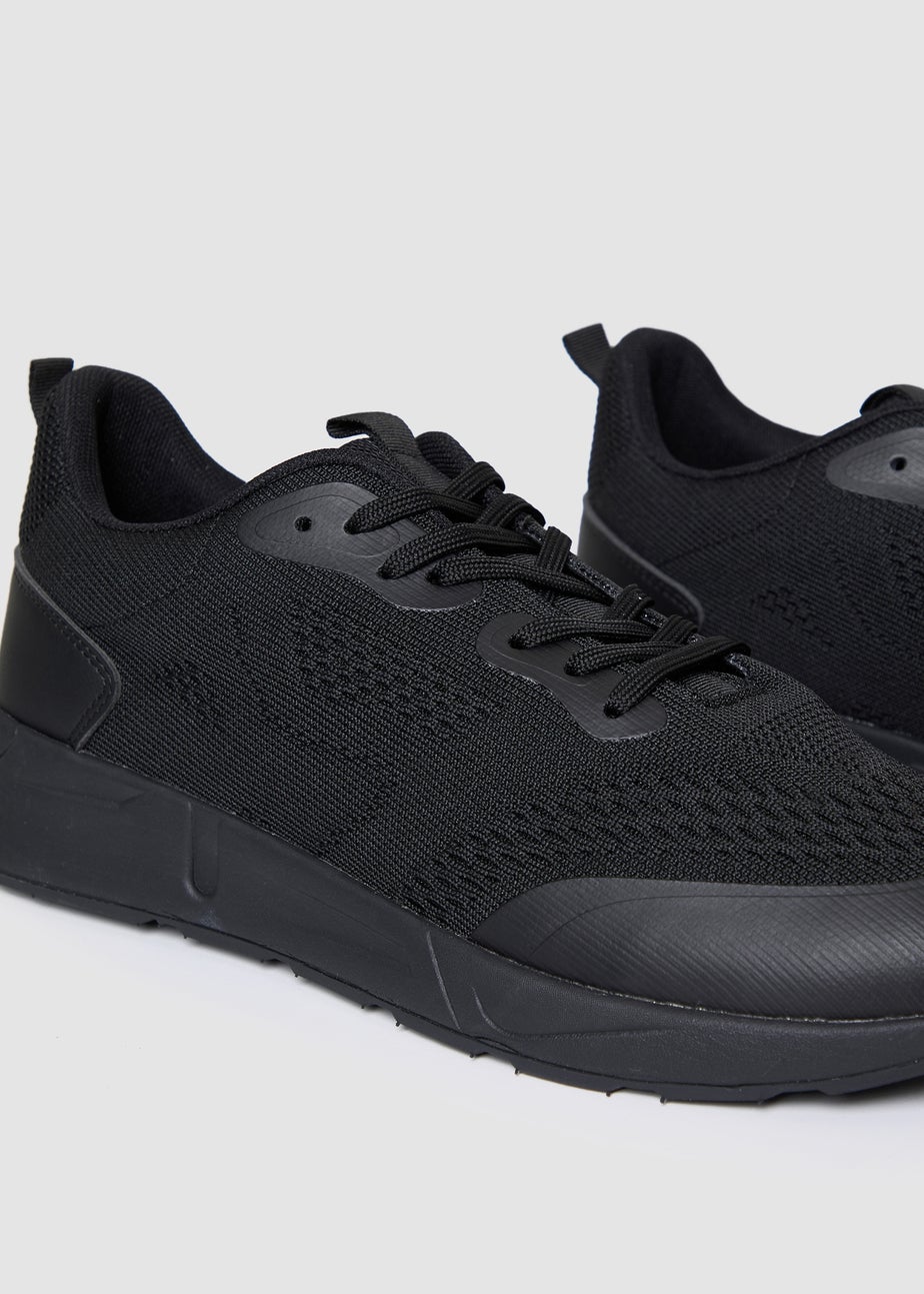 Threadbare Black Textured Slip On Trainers