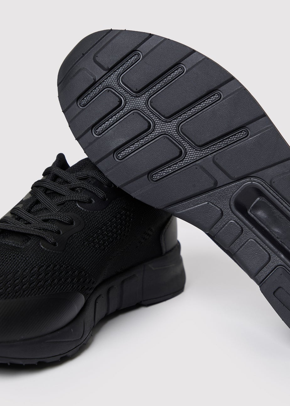 Threadbare Black Textured Slip On Trainers