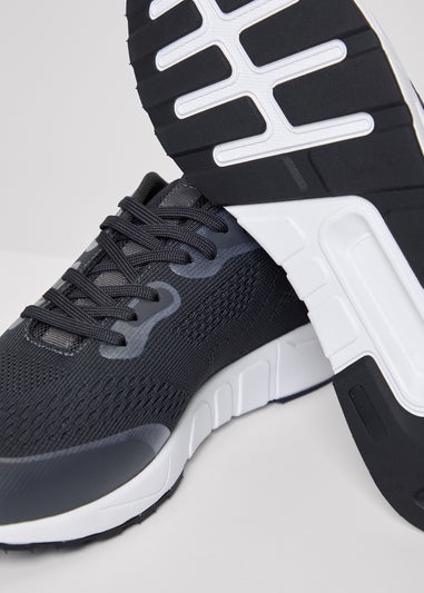 Threadbare Grey Textured Slip On Trainers