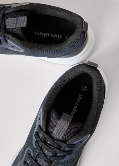 Threadbare Grey Textured Slip On Trainers