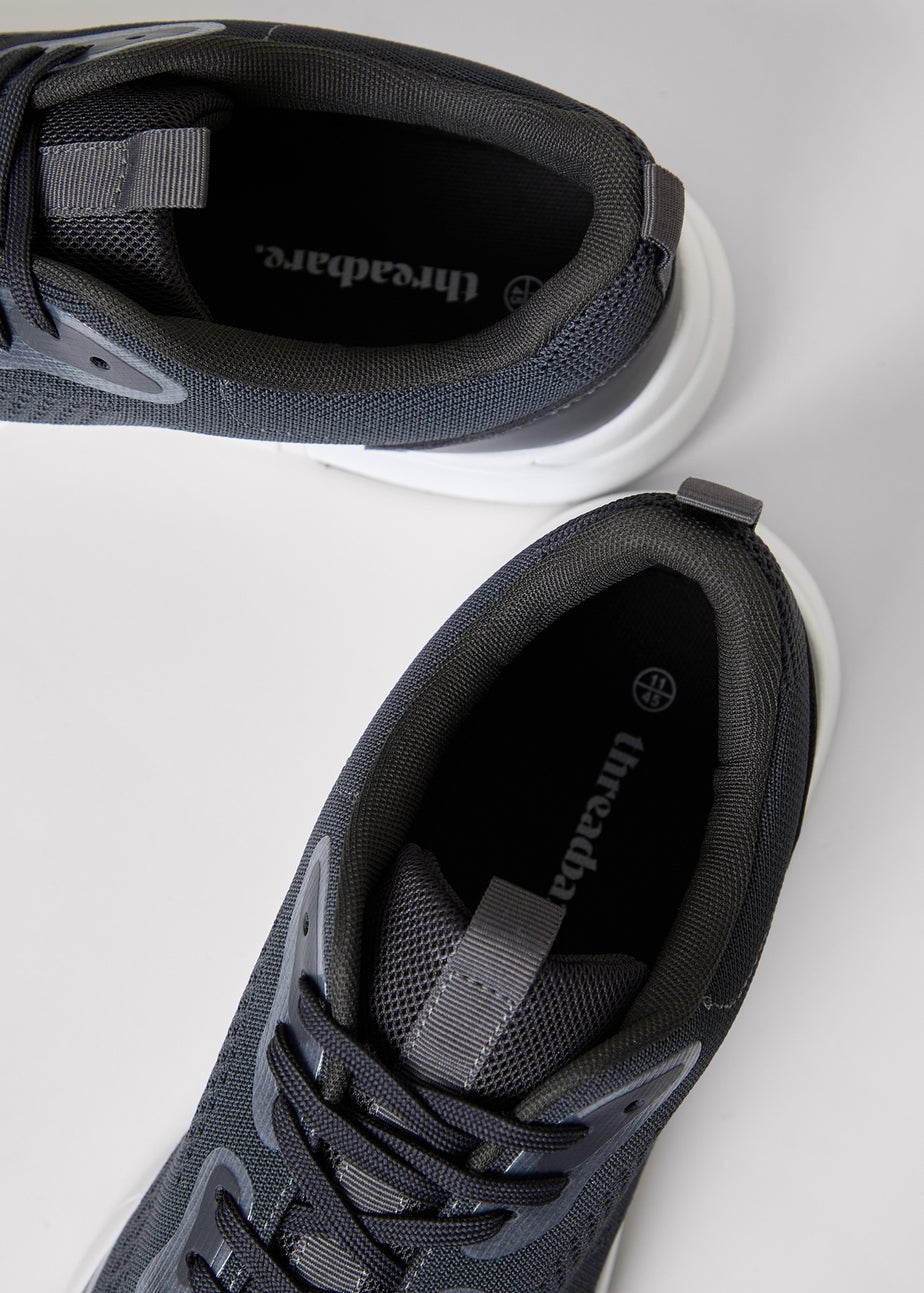 Threadbare Grey Textured Slip On Trainers