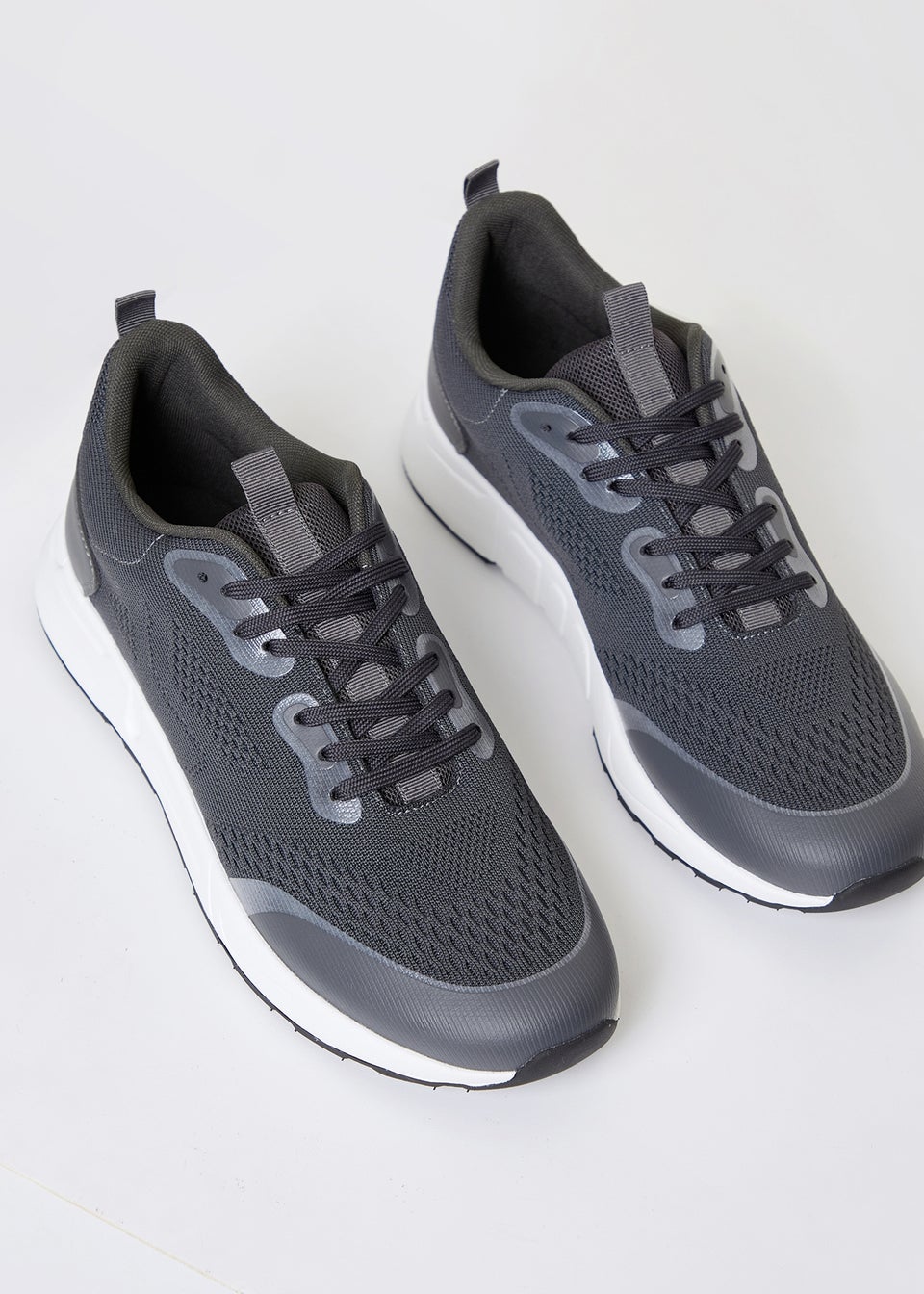Threadbare Grey Textured Slip On Trainers