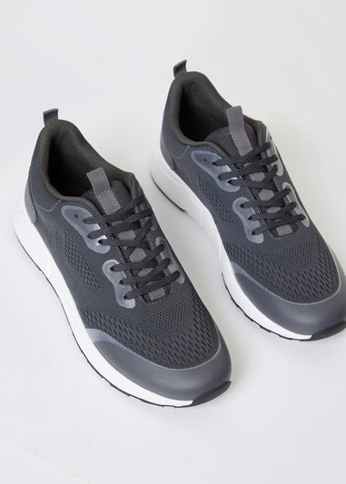 Threadbare Grey Textured Slip On Trainers