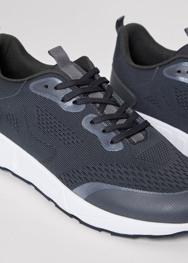 Threadbare Grey Textured Slip On Trainers