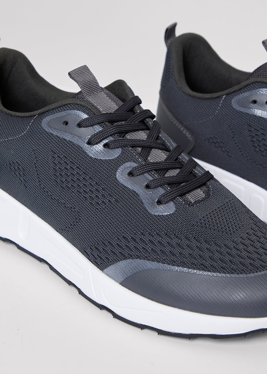 Threadbare Grey Textured Slip On Trainers