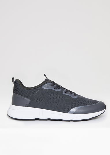 Threadbare Grey Textured Slip On Trainers