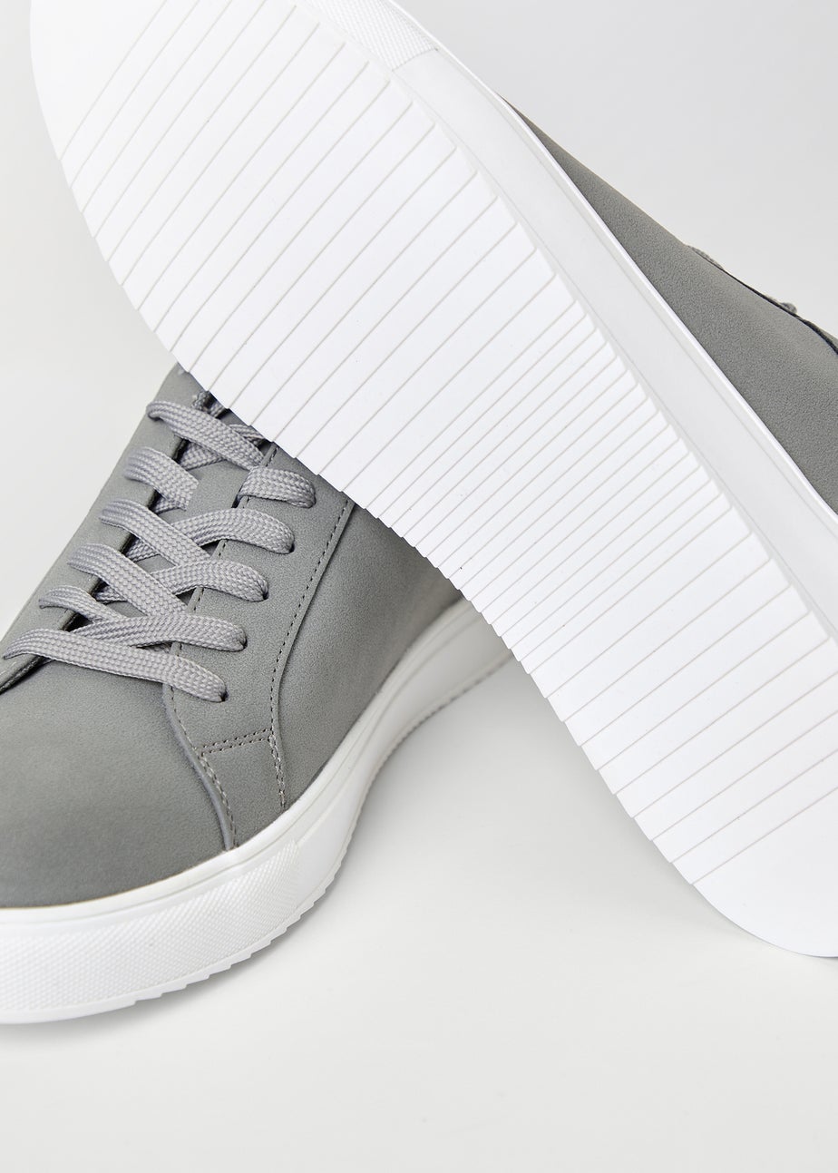 Threadbare Grey Faux Suede Court Trainers