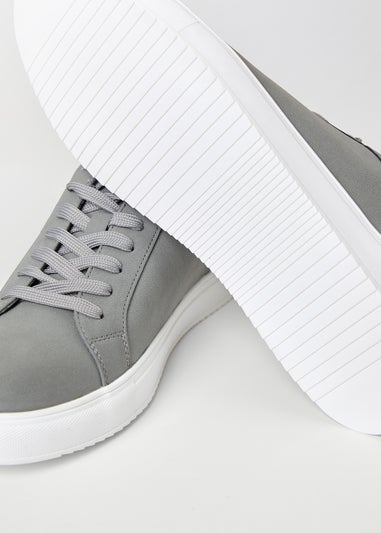 Threadbare Grey Faux Suede Court Trainers