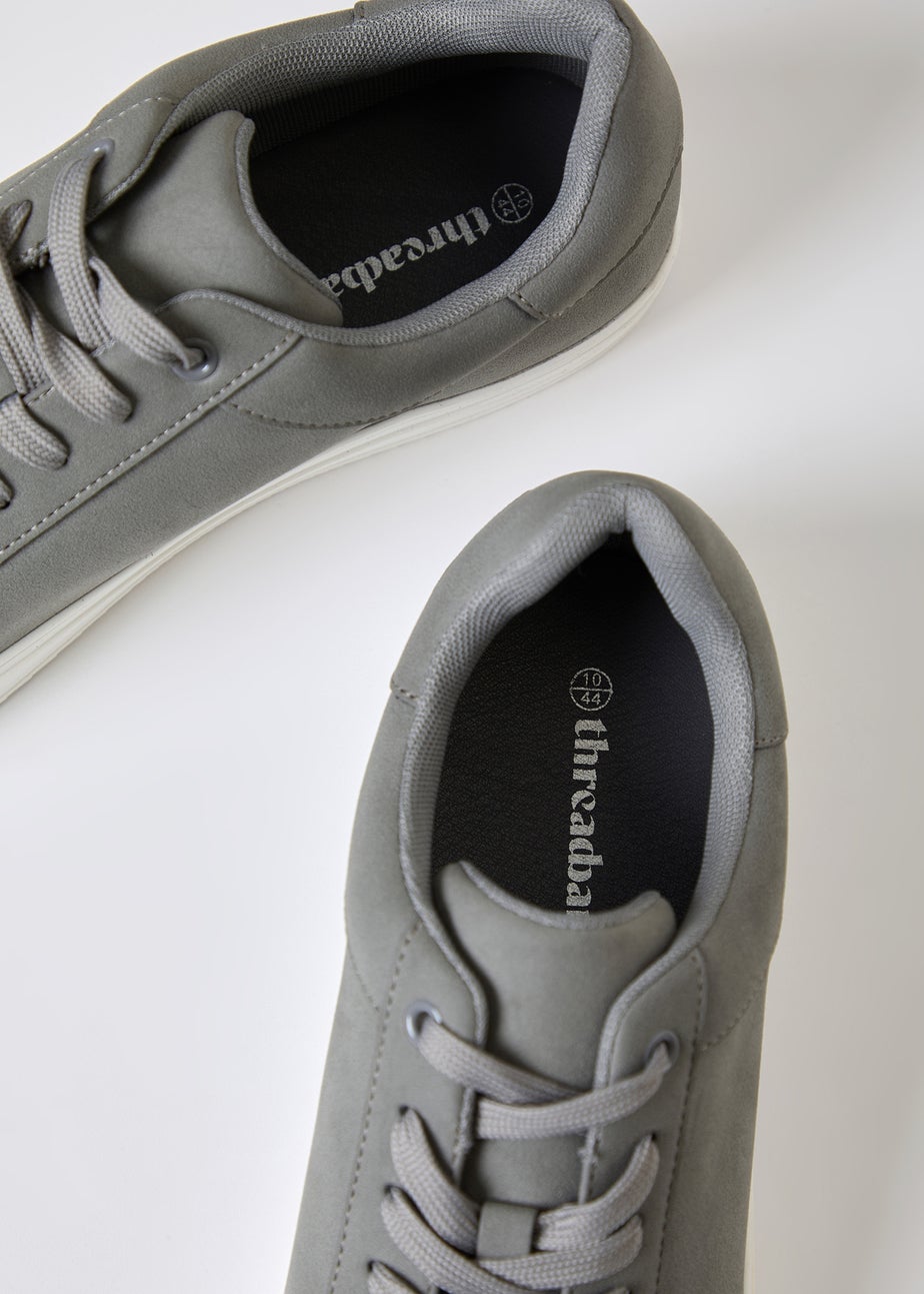 Threadbare Grey Faux Suede Court Trainers