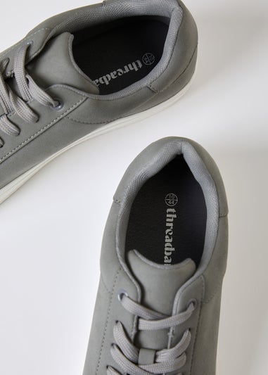 Threadbare Grey Faux Suede Court Trainers