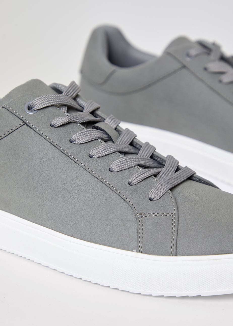 Threadbare Grey Faux Suede Court Trainers