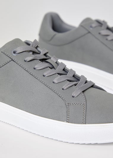 Threadbare Grey Faux Suede Court Trainers