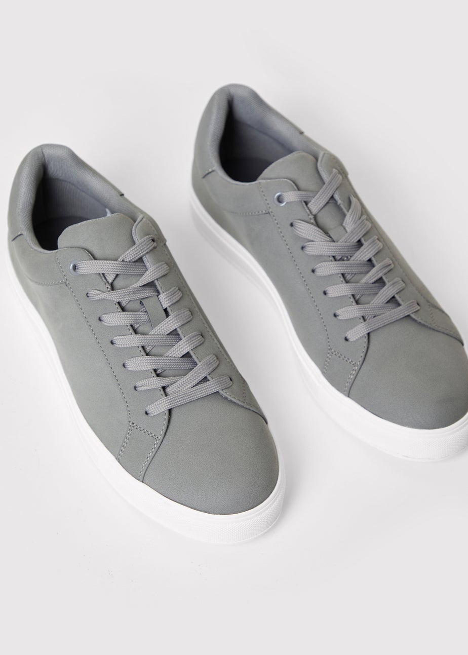 Threadbare Grey Faux Suede Court Trainers