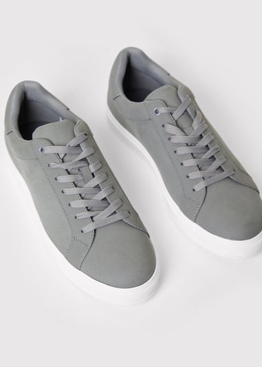 Threadbare Grey Faux Suede Court Trainers
