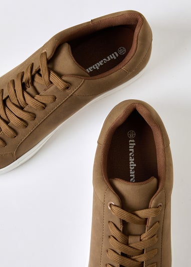 Threadbare Tan Faux Suede Court Trainers