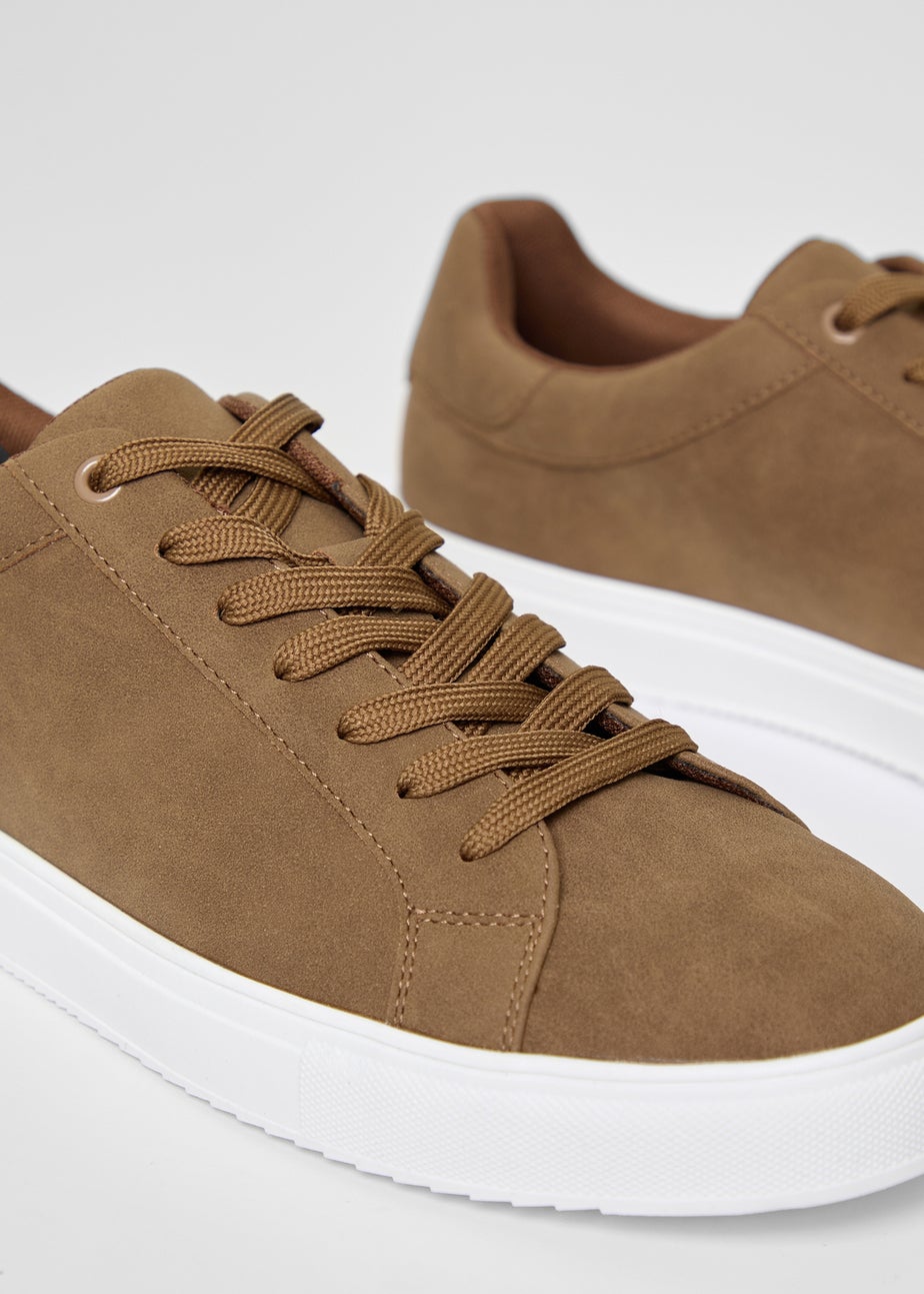 Threadbare Tan Faux Suede Court Trainers