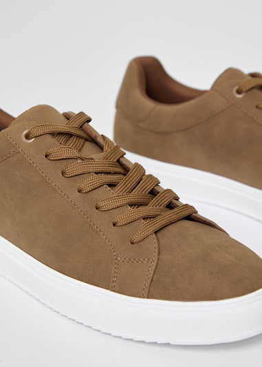 Threadbare Tan Faux Suede Court Trainers