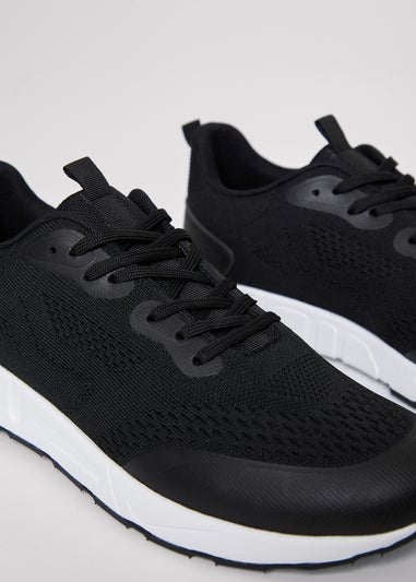 Threadbare Black Textured Slip On Trainers