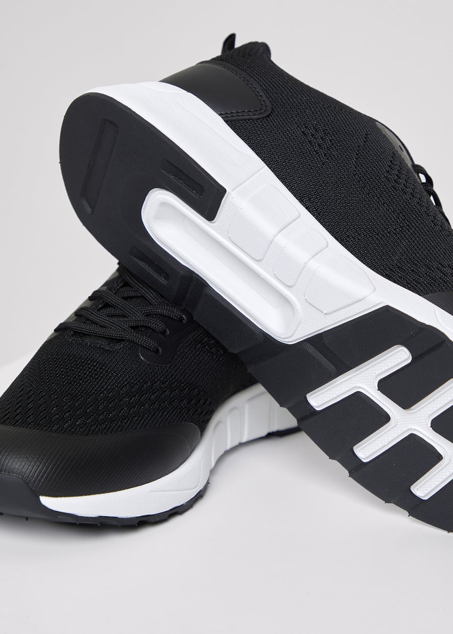 Threadbare Black Textured Slip On Trainers