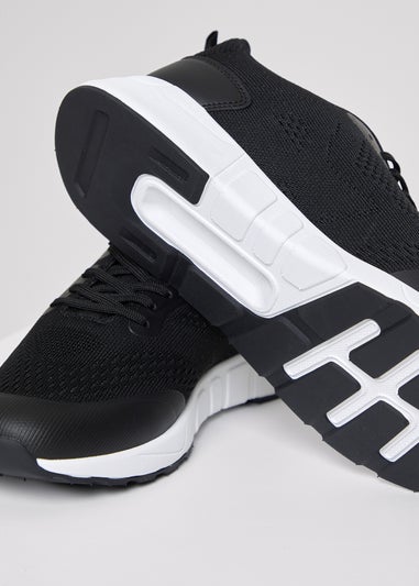 Threadbare Black Textured Slip On Trainers