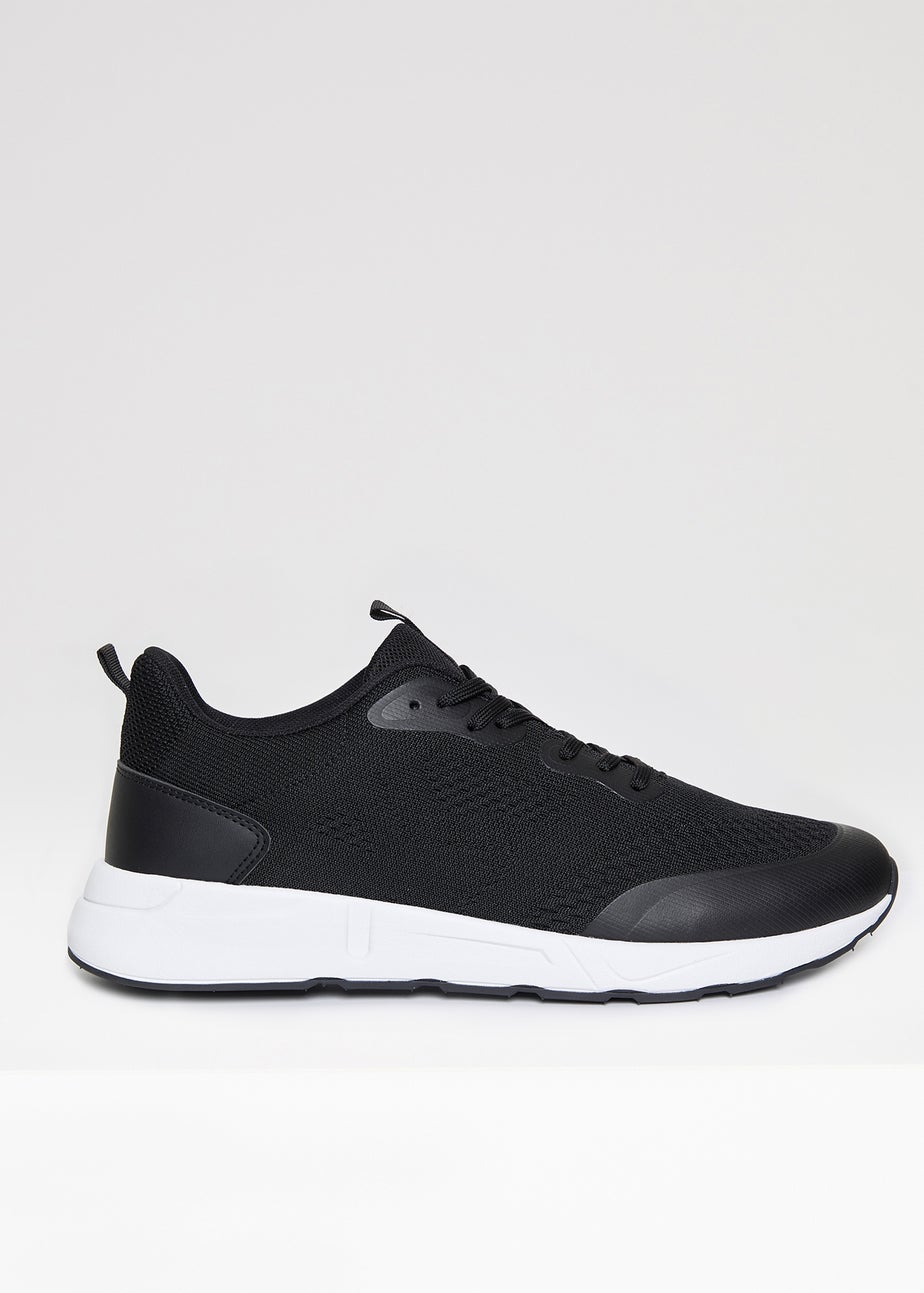 Threadbare Black Textured Slip On Trainers