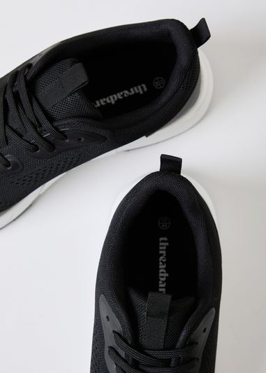 Threadbare Black Textured Slip On Trainers