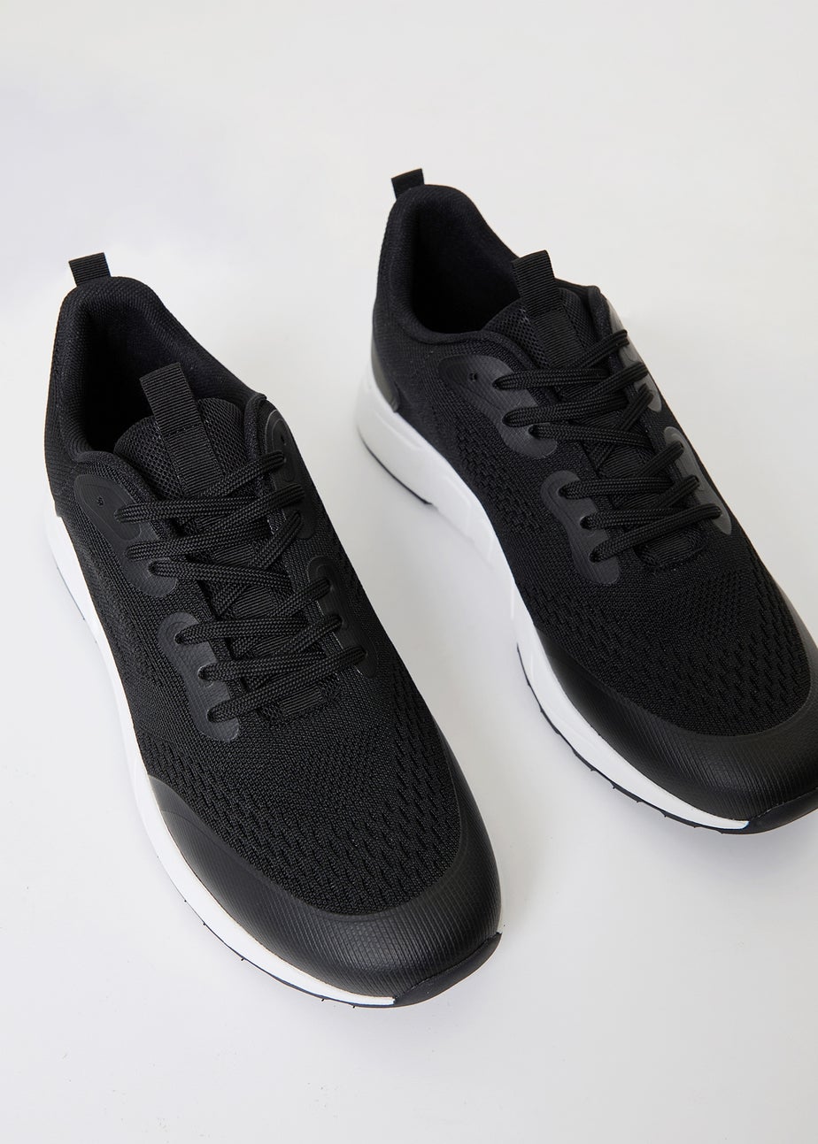 Threadbare Black Textured Slip On Trainers