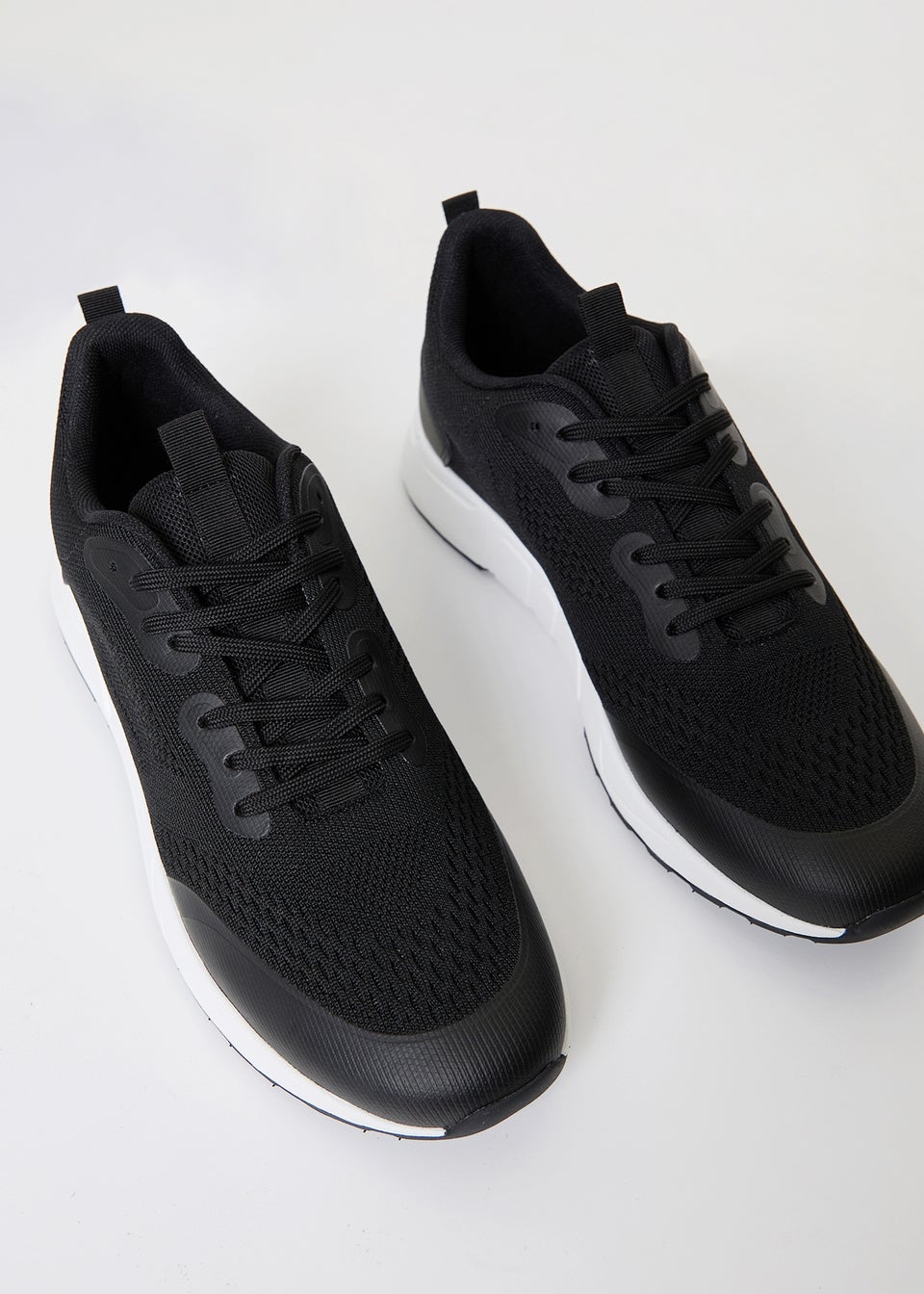 Threadbare Black Textured Slip On Trainers