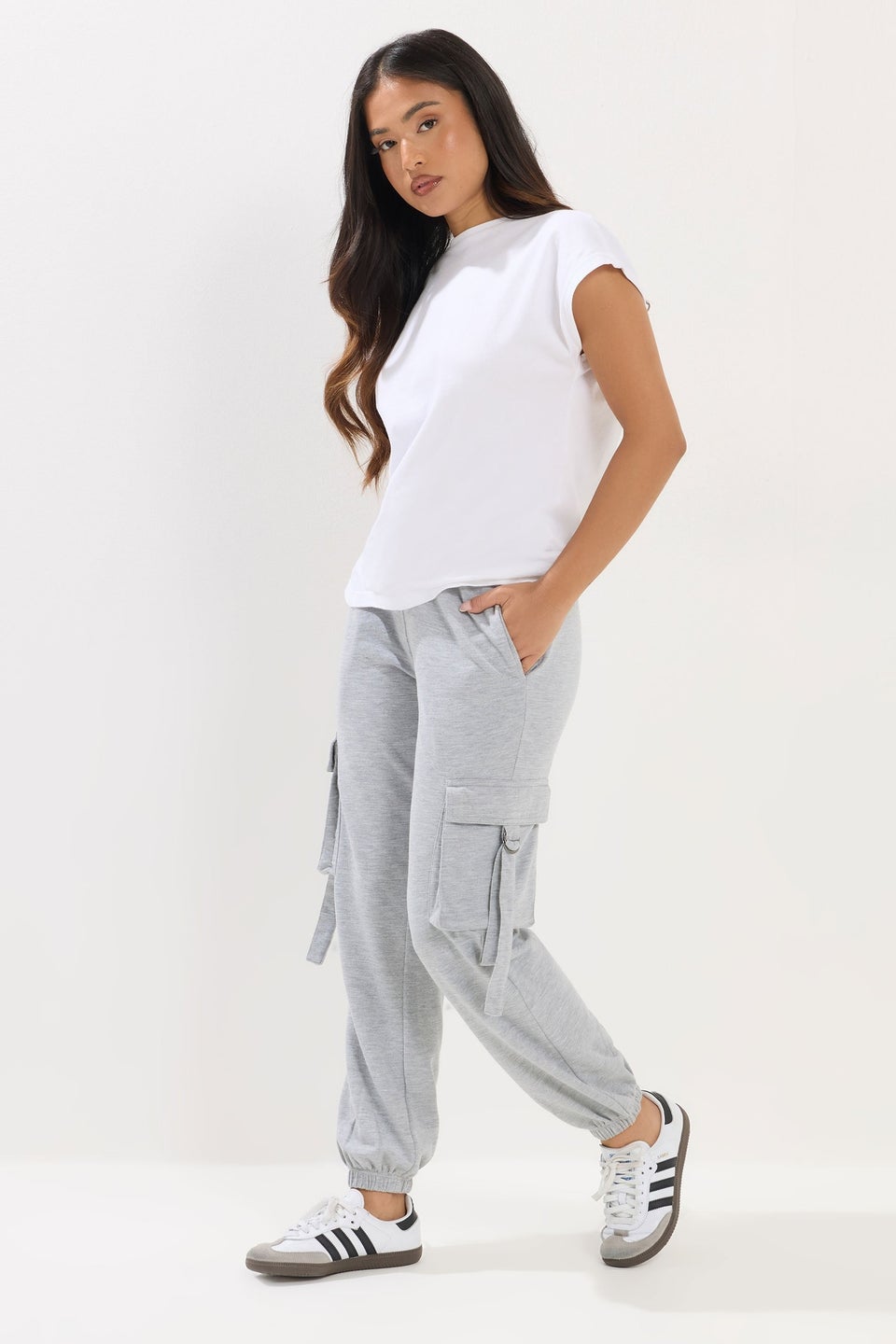 PixieGirl Petite Grey Marl Cargo Joggers