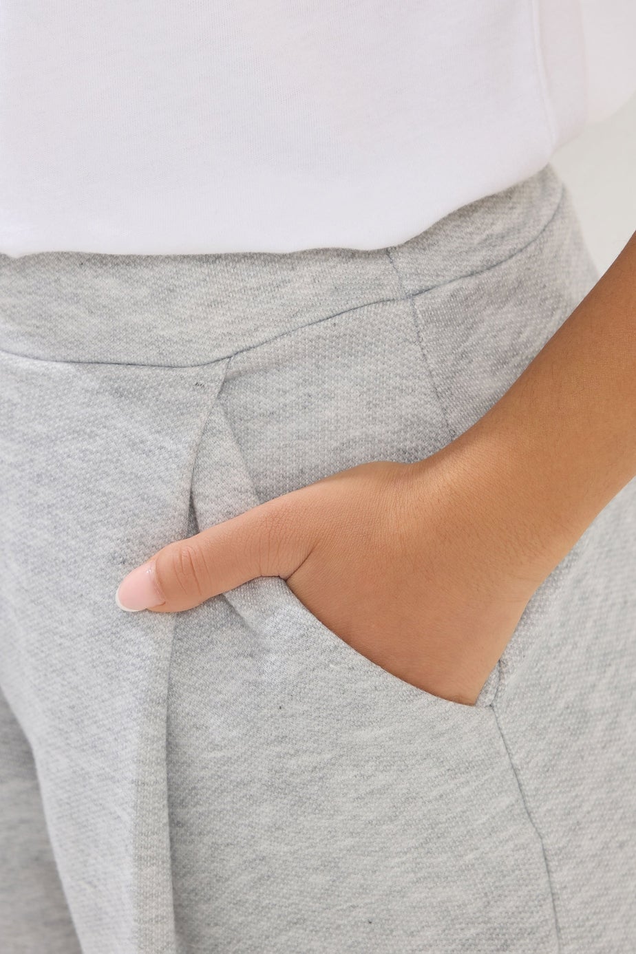 PixieGirl Petite Grey Marl Jersey Pleated Barrel Trousers