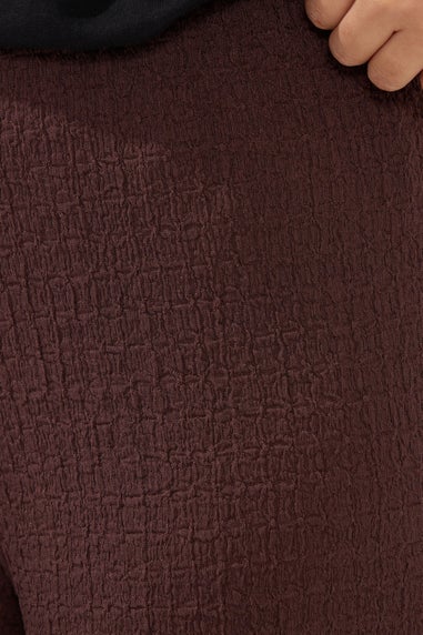 PixieGirl Petite Chocolate Brown Textured Wide Leg Trousers