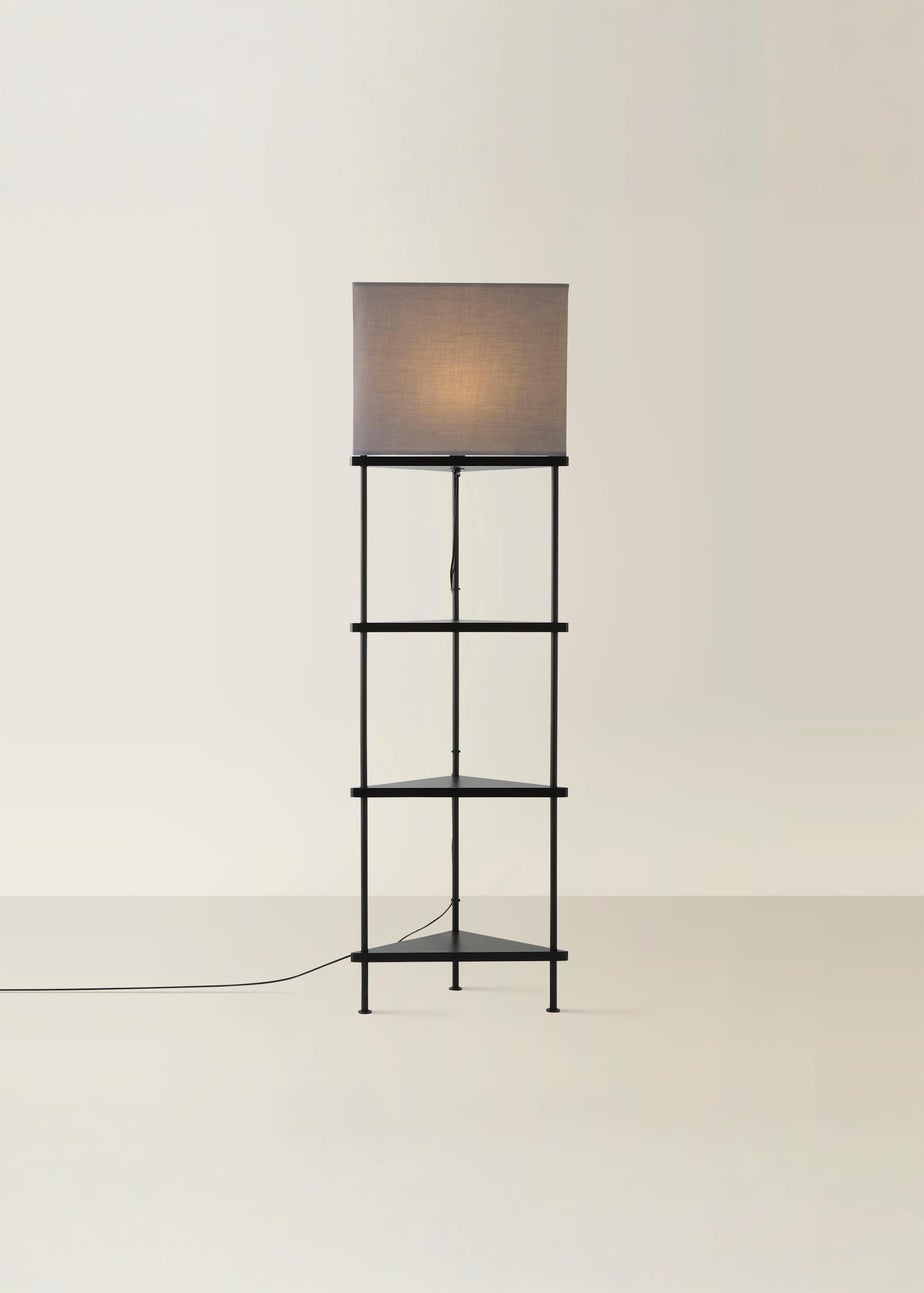 ValueLights Black Taska 3 Tier Shelf Floor Lamp