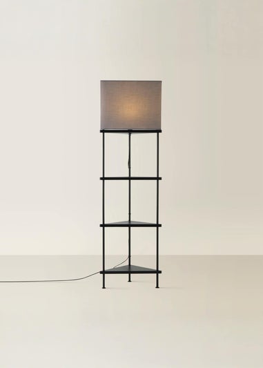ValueLights Black Taska 3 Tier Shelf Floor Lamp