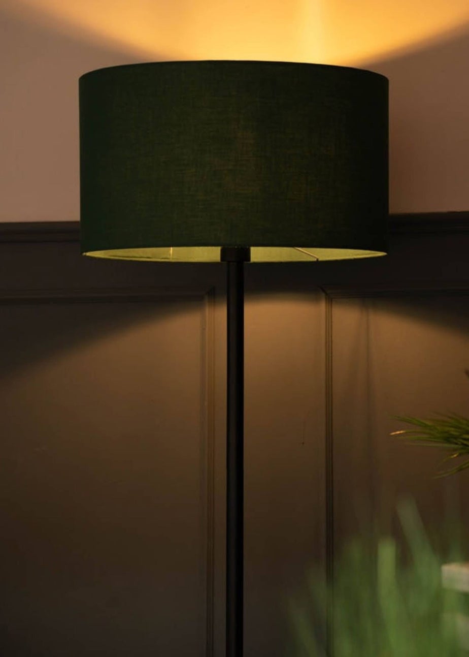 ValueLights Charlie Black Stem Floor Lamp with Drum Lampshade