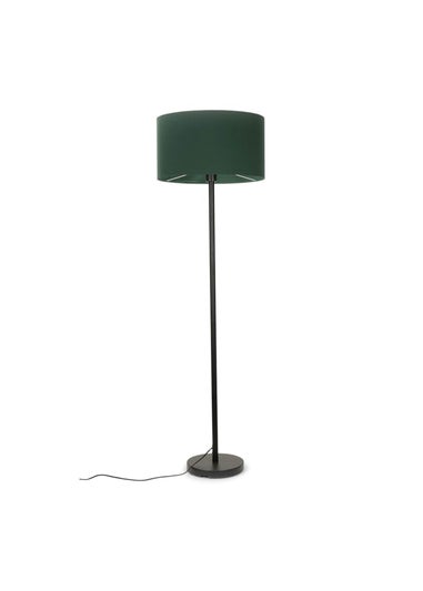 ValueLights Charlie Black Stem Floor Lamp with Drum Lampshade
