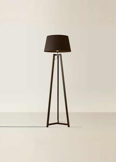 ValueLights Lottie Black Tripod Floor Lamp with Tapered Lampshade