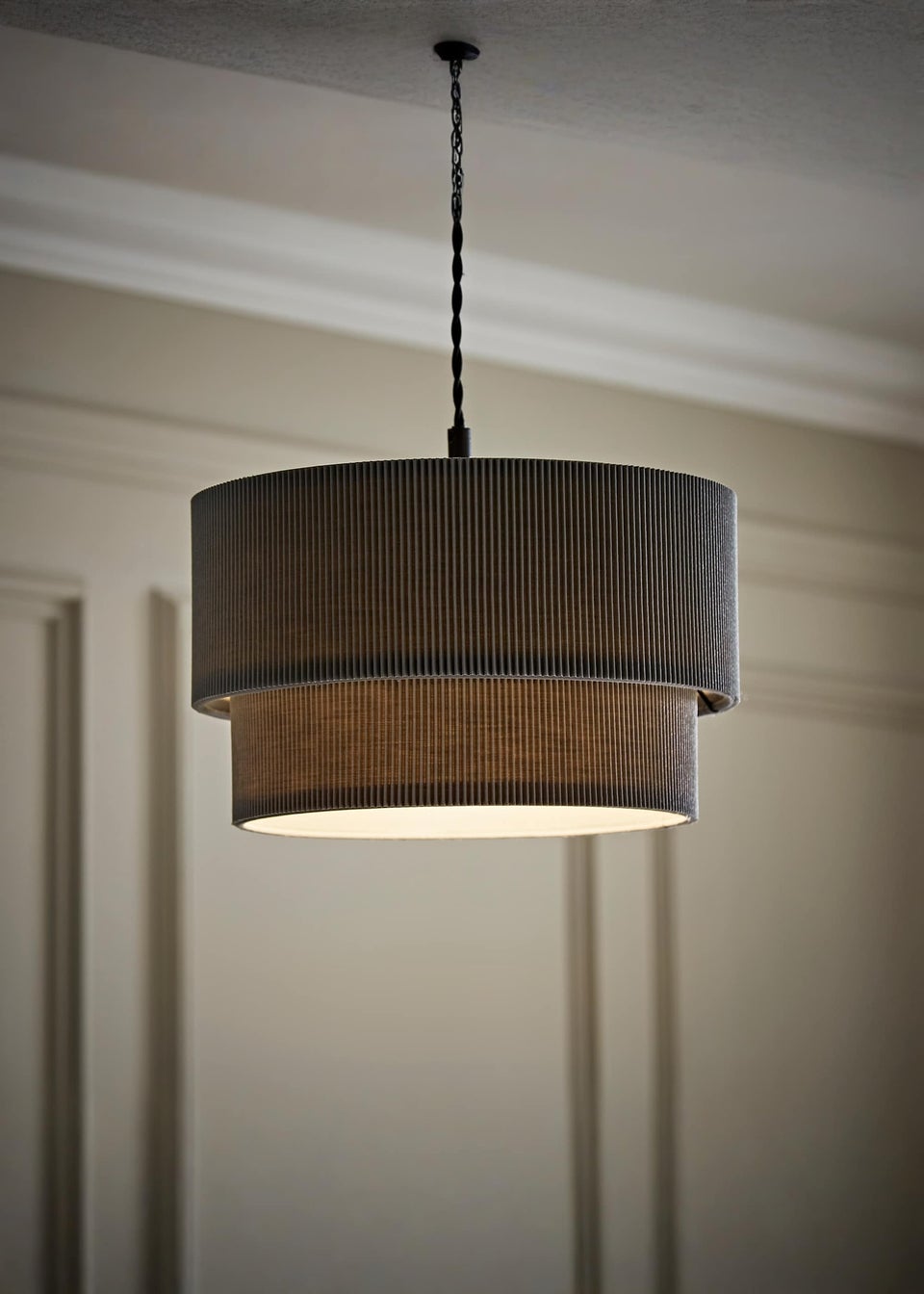 ValueLights Grey Mason 2 Tier Crinkle Easy Fit Lampshade