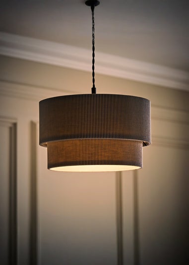 ValueLights Grey Mason 2 Tier Crinkle Easy Fit Lampshade