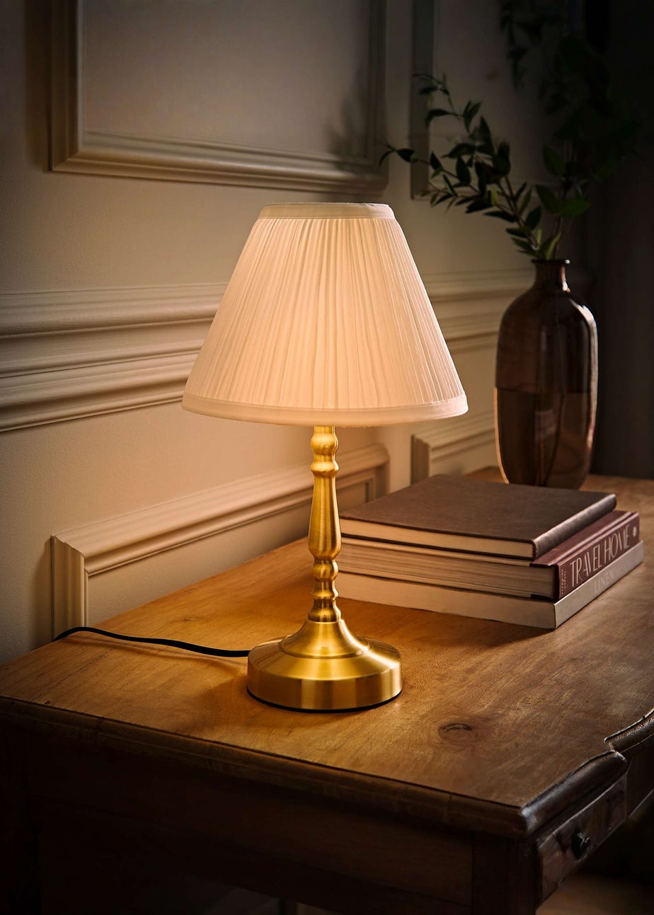 ValueLights Sienna Antique Brass Touch Table Lamp