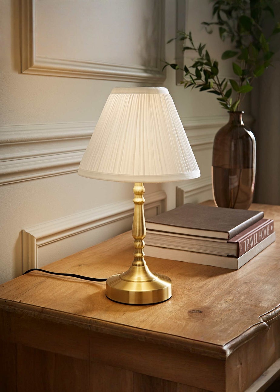 ValueLights Sienna Antique Brass Touch Table Lamp