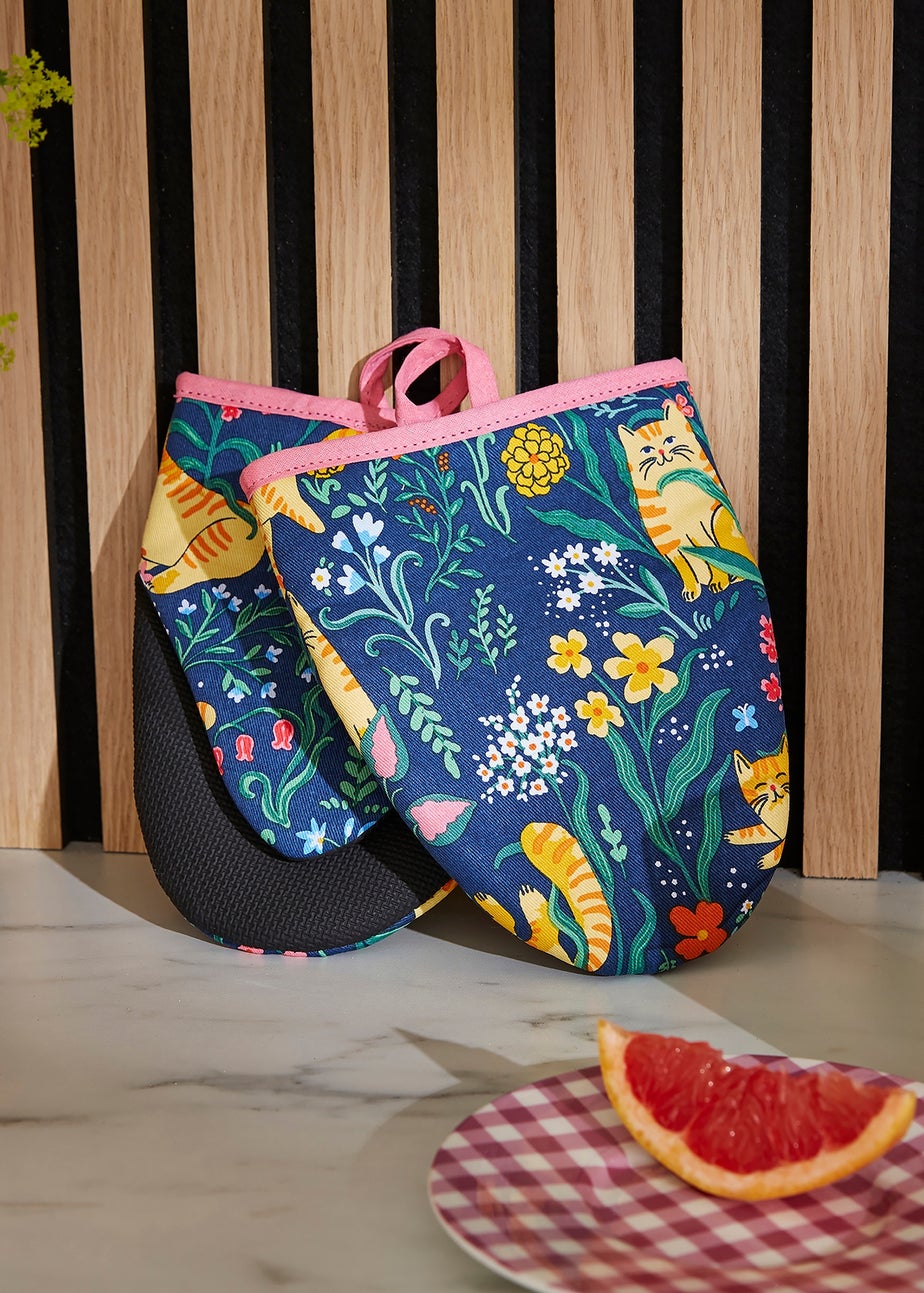 Ulster Weavers Marmalade Meadow Navy Microwave Mitts - Pair