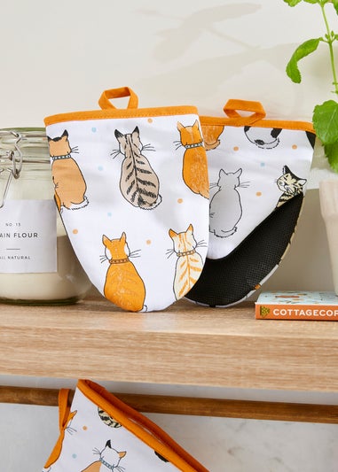 Ulster Weavers Cats In Waiting Orange Microwave Mitts - Pair