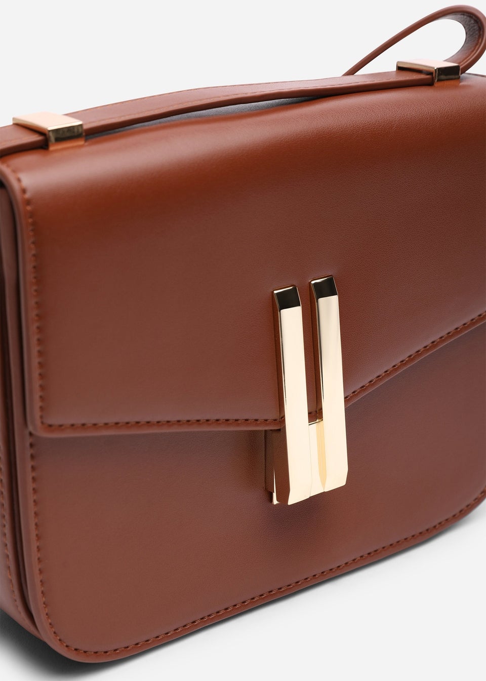 Where's That From Womens Delrio Gold Clasp Cross Body Tofu Bag In Dark Brown