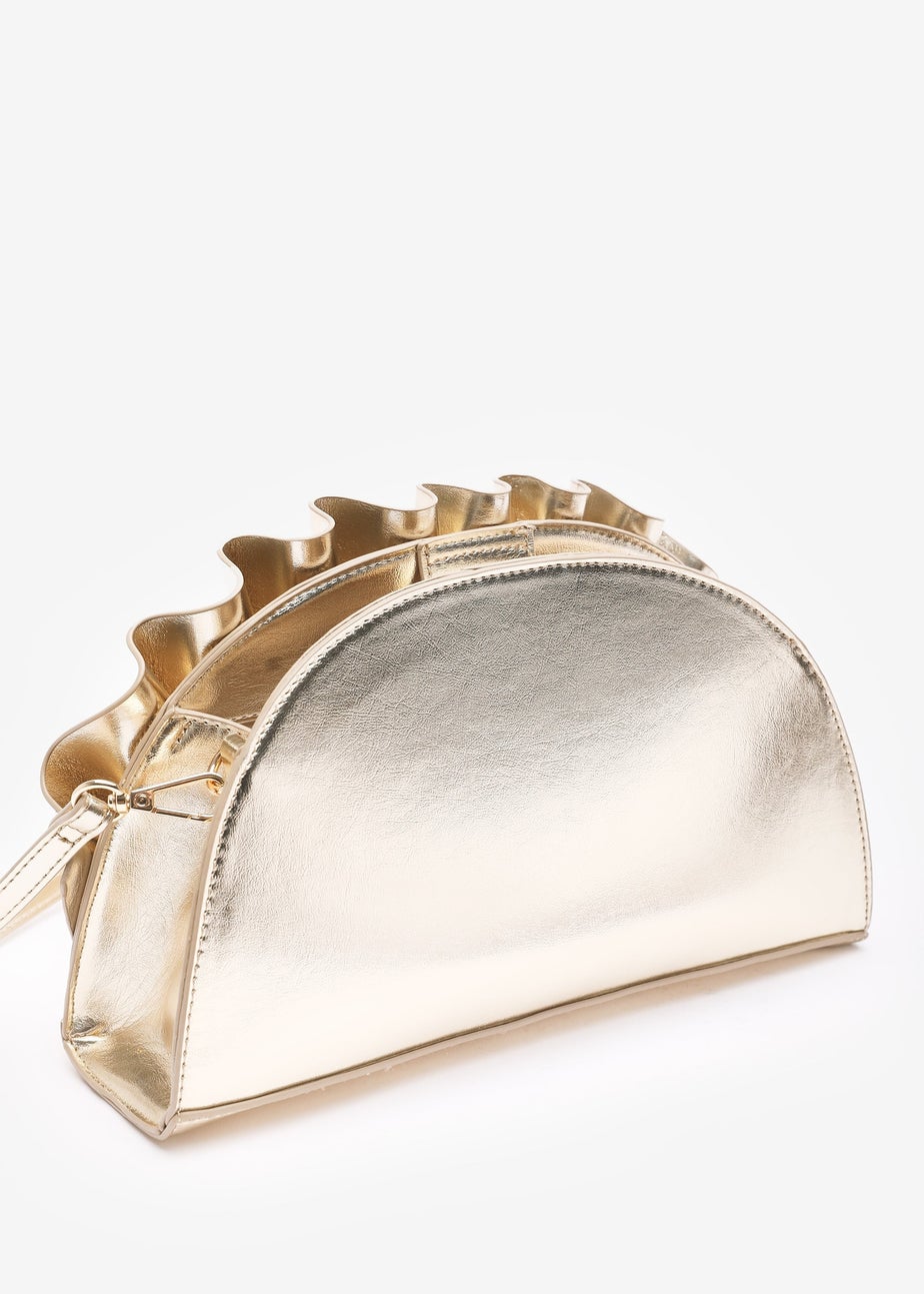 Where's That From Womens Mist Gold Metallic Shell Clutch Bag