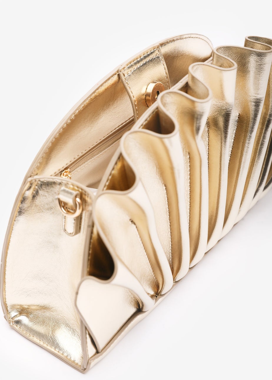 Where's That From Womens Mist Gold Metallic Shell Clutch Bag